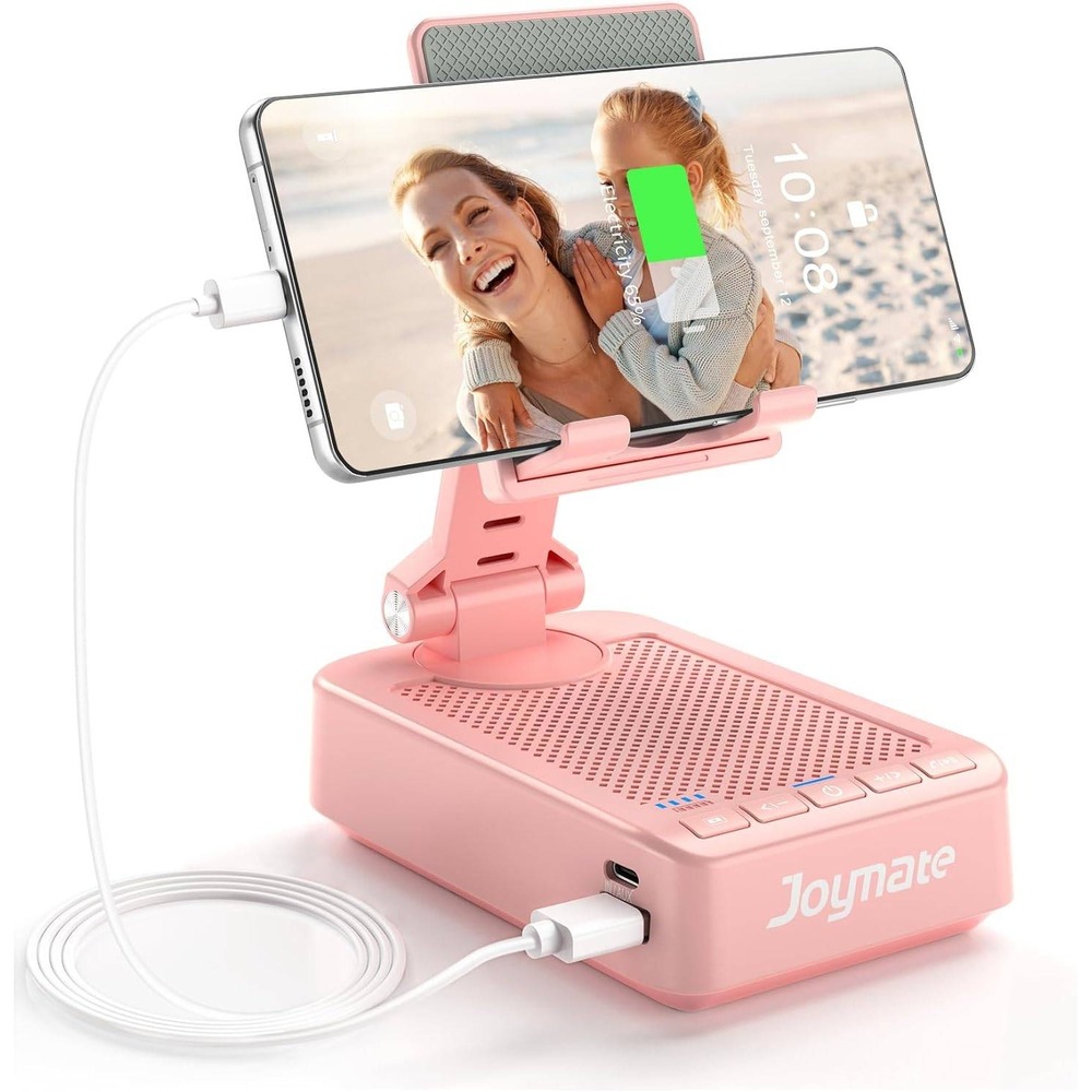 Joymate Pink Bluetooth Speaker Phone Stand Portable Charger